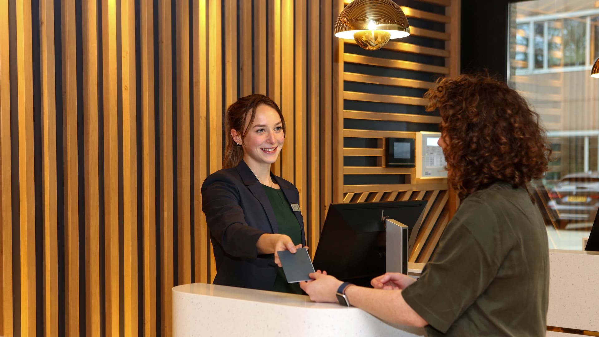 Hotel lobby with reception desk